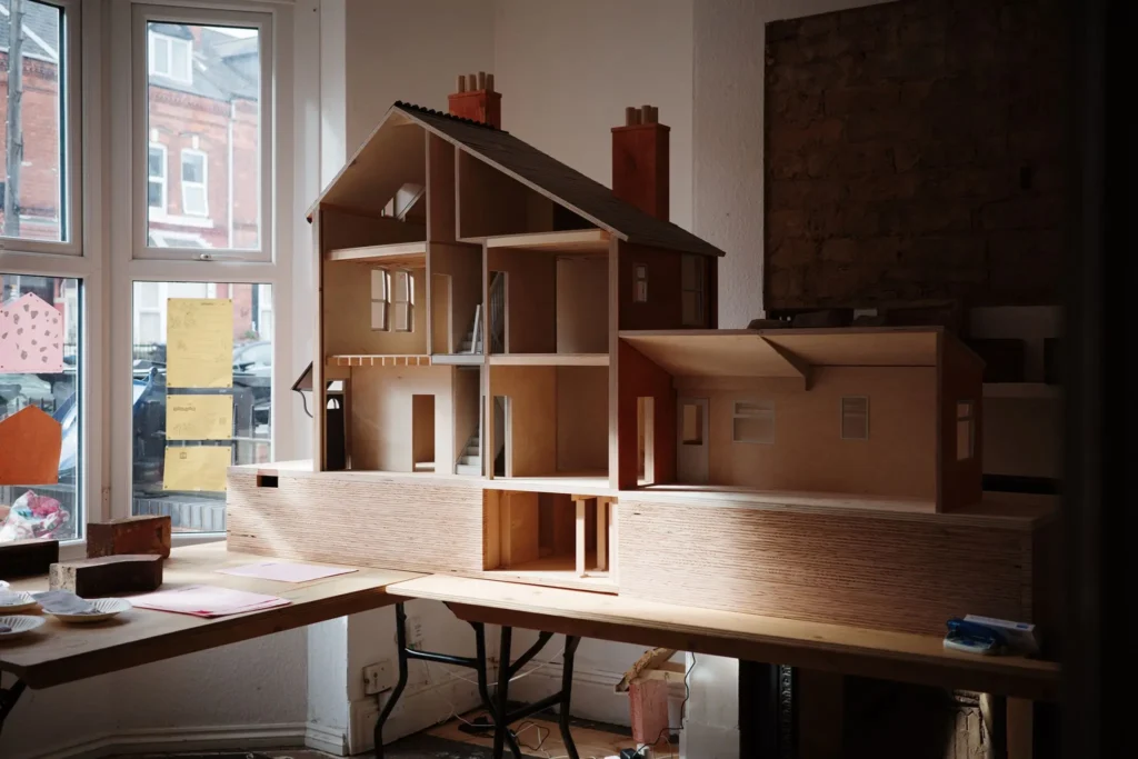 Modern Plywood Architectural Model on Display in Design Studio